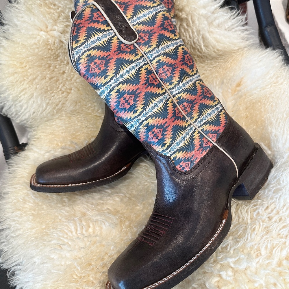 ARIAT X PENDLETON CIRCUIT SAVANNA WESTERN BOOT 8.5/CRACKLED CAFE/B/MEDIUM - Picture 4 of 8